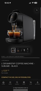 LOR BARISTA COFFEE MACHINE – SUBLIME - BLACK