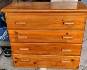 Furniture- Chest of 4 Drawers. Polished wood. $30