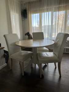 Timber table with 3 tall chairs