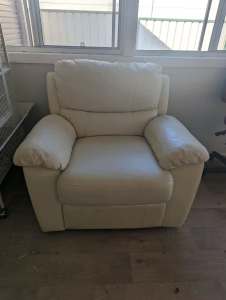 Cream leather recliner chair 