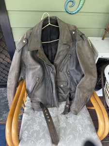 Marlon Brando style leather motorcycle jacket.