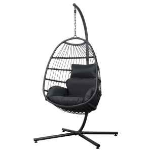 Gardeon Outdoor Egg Swing Chair Wicker Rope Furniture Pod Stand Folda