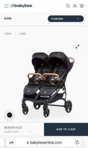Babybee Luna Twin/Double stroller