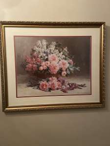 Large Floral Print. In Ornate Frame. $50