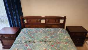 Free Queen Bed Ensemble with beside tables and dresser with mirror