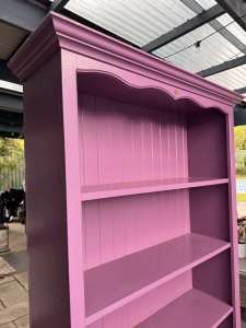 Solid pine purple bookcase - used