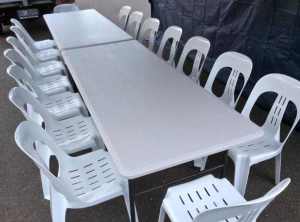 Plastic chair, Table and Marquee glow furniture available for hire 