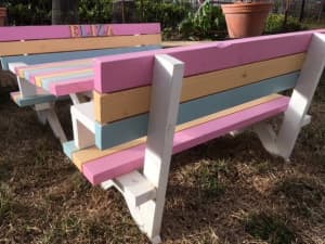 Kids/childrens 3 piece picnic table and chairs/bench seats