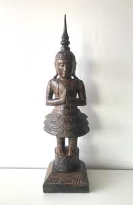 Wooden Standing Buddha Figure