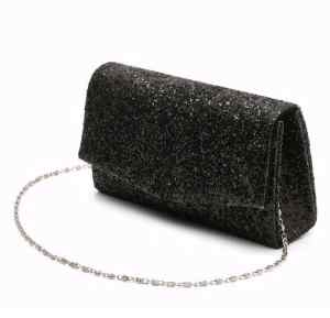 Boohoo STRUCTURED GLITTER ENVELOPE CLUTCH BAG WITH CHAIN