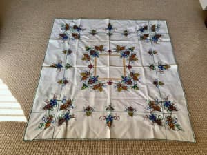 Hand Embroidered Vintage Tablecloth with Cross Stitch