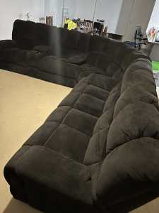 Corner lounge recliners with cup holders and storage