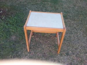Small coffee table white top and Brown frame /outdoor or indoor