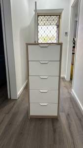 IKEA tall drawers wood and white