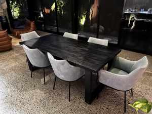 Modern black hardwood dining table