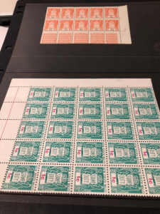 827Aust duty stamps dec, mint, blocks 10/25, 1c and 3c