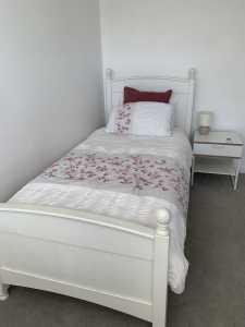 Make me any offer! Single bed with mattress and bedside table