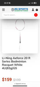 Li-Ning Axforce 20 R Series Badminton Racquet White 4U(83g)G5