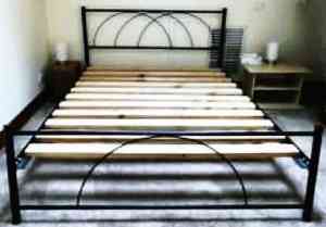 metal frame queen bed, no mattress, $150
