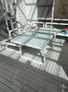 Outdoor Table - white aluminium and glass
