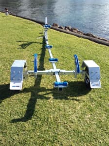 Folding Boat/Tinny Trailer, Galvanised, Suits boats up 3.7m