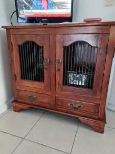 PAYMENT PENDING - SMALL BALINESE ENTERTAINMENT TV UNIT SOLID TIMBER