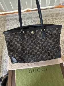 Gucci Ophidia Tote Bag GG Monogram Denim Hand Bag Medium