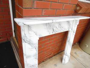 FIRE SURROUND MANTEL PIECE - WOODEN CONSTRUCTION - WITH MARBLE EFFECT