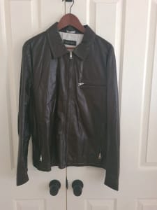 Forzieri Mens Dark Brown Genuine Leather Motorcycle Jacket