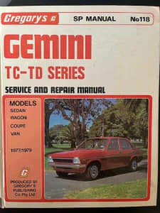 Holden Gemini Workshop manual TC TD