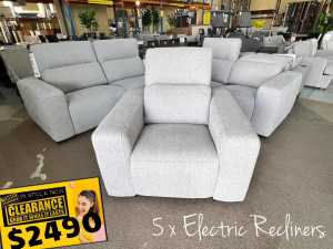 SOFA SALE! MIMI 3pc Sofa Suite with 5 Electric Recliners