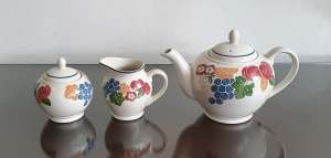 New Staffordshire Chianti Tea Set Teapot, Milk Jug, Sugar Bowl