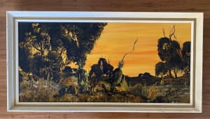 SOLDOil painting- stunning bush landscape, signed and framed 70cmx35cm