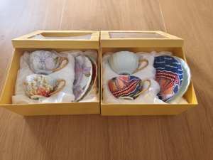 Porcelaine Tea/Coffee Cups And Saucers Sets (4 sets)