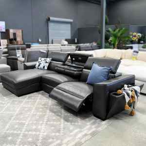FLOOR STOCK SALE! Multifunctional Mini Optimus Grey Leather Sofa