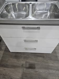 Kitchen drawers and sink 