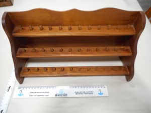 Thimble display stand rack wooden 36 posts shaped top vintage