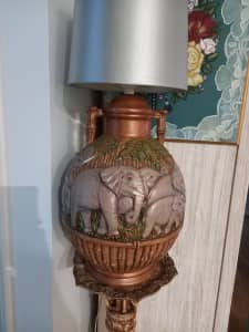 Elephant sculpture pot plant stand in resin & ceramic