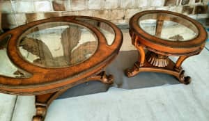 Walnut antique style sofa and coffee table