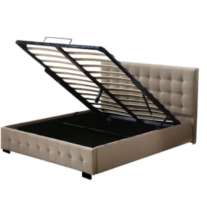 Levede Bed Frame Base With Gas Lift King Size Platform Fabric...