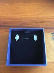 Swarovski Crystal brand leaf shaped blue crystal earrings
