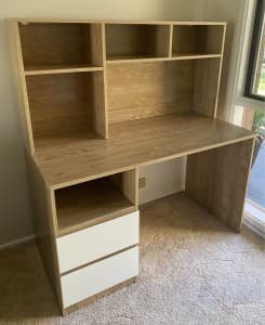 Desk with drawers and hutch