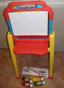 Crayola See-THRU Easel, Finger Paints, Glitter Paints, Brushes, etc.
