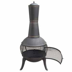 122cm Cast Iron Fire Pit Chiminea Chimney Fireplace Heater Patio 6061