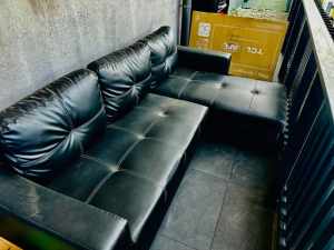 Amart leather Sofa cum bed with storage