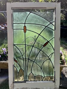 Vintage fixed lead light window in original frame