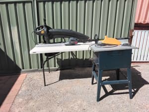 Table saw, Blower vacuum, Pole Hedge Trimmer.