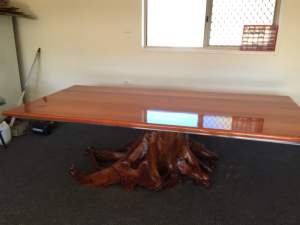 Exquisite Red cedar table with tree root base