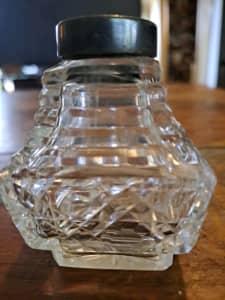 Antique glass etched ink bottle missing lid