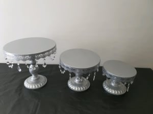 Silver cake stands 